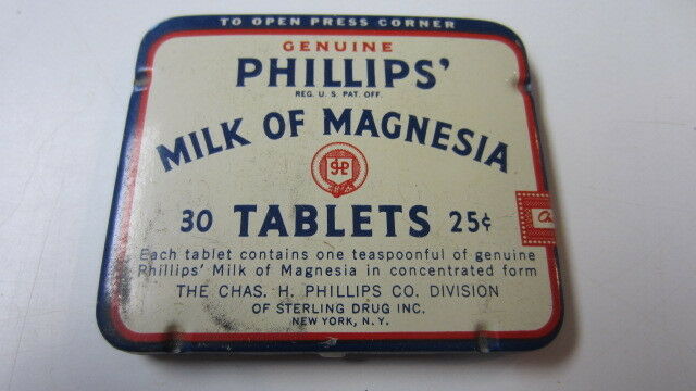 Vintage Phillips' Milk of Magnesia Tablets Tin w/ Content