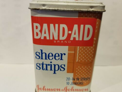 BAND-AID SHEER STRIPS CLASSIC VINTAGE TIN FEDCO PRICE TAG DISPLAY COLLECT PROP