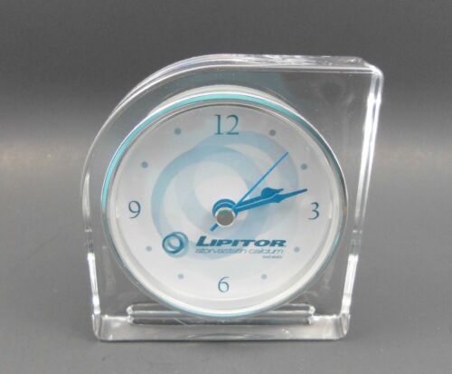 LIPITOR Lucite Battery Desk Clock Pharma Advertising w/Sweep Second Hand