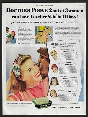 PALMOLIVE soap beauty skin smile romance image 307 1945 Vintage Print Ad