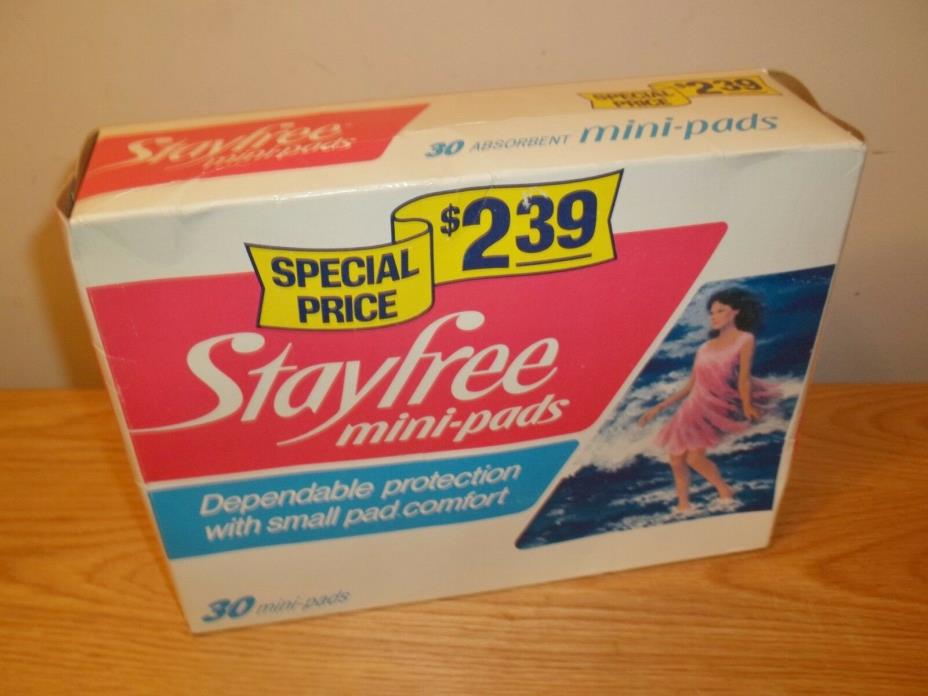 Vtg 1980's Unopened Box 30 Stayfree Absorbent Mini-Pads TV MOVIE PROP