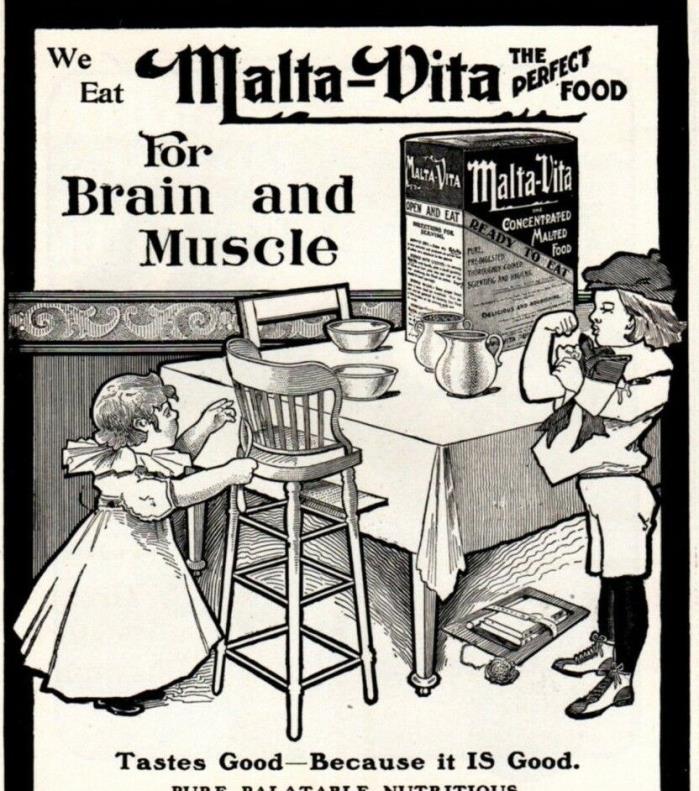 1902 ad Vintage children Malta Vita Brain and Muscle Girls Basketball Ivory Soap