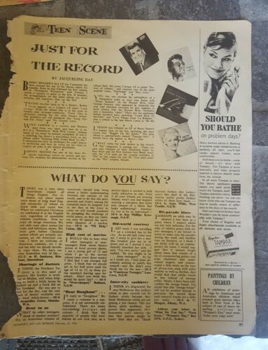 1962 print ad-Should you bath on problem days? Tampax Regular