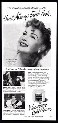 1948 Woodbury Cold Cream vintage print ad - actress Frances Gifford