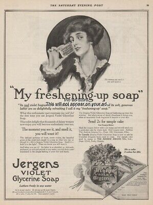 1914 Andrew Jergens Violet Glycerine Soap Cincinnati OH Bathroom Décor Print Ad
