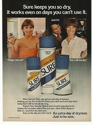 1980 PRINT AD Sure deodorant pretty lady Vintage Advertisement 80's