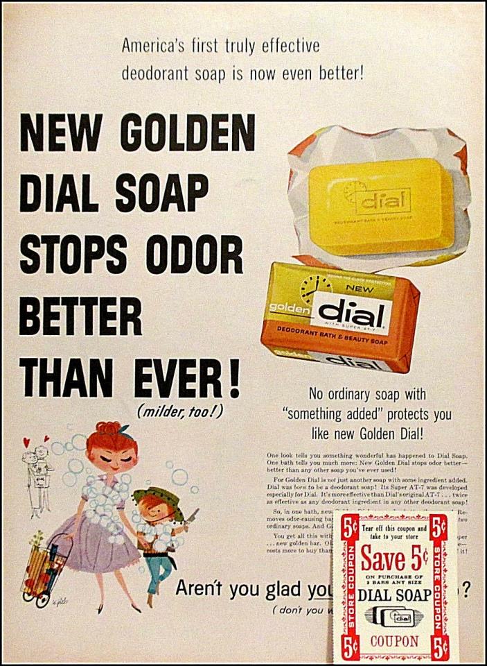1957 Golden Dial Soap w/ Coupon Vintage Health Beauty Print Ad