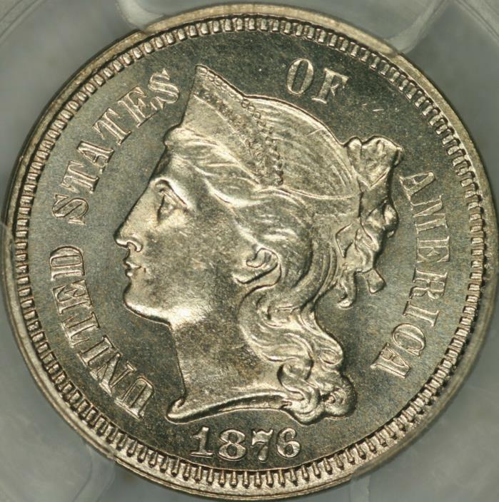 1876 Proof Three Cent Nickel PCGS PR66