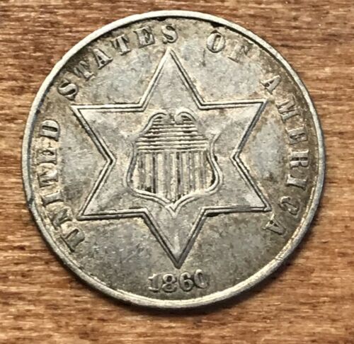 1860 Three Cent Silver AU