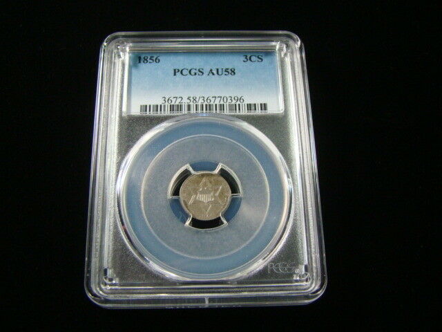 1856 Three Cent Silver PCGS Graded AU58 Very Nice!!