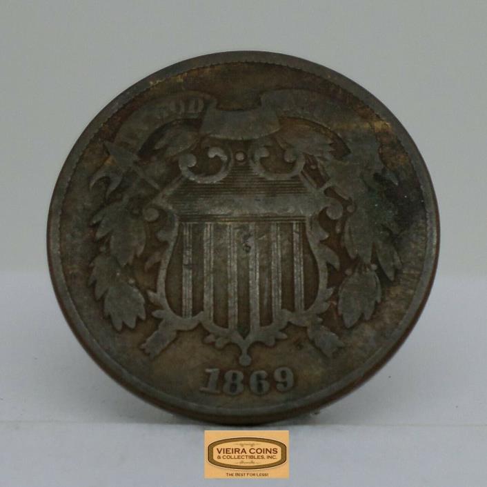 1869 Two Cent Piece, 2 Cents,  Free Shipping   - #B13323
