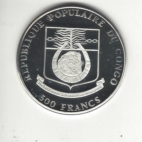 CONGO, REPUBLIC OF 500-FRANCS 1992, Silver Proof, Low Mintage!