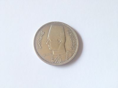 Rare Original Egyptian King Farouk 10 Piasters Excellent 1937 Collectible Coin !