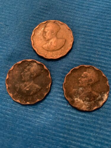 1944 Ethiopian Copper Coin With Lion Of Judah Set Of 3
