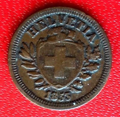 1853 Switzerland Coin 1 Rappen