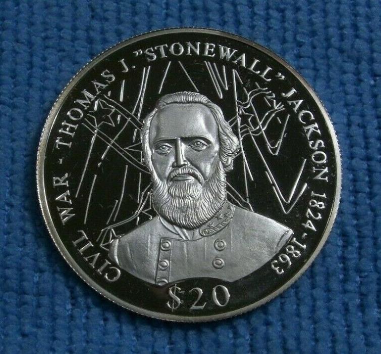 2000 REPUBLIC OF LIBERIA $20 SILVER COIN - 20 grams .999 SILVER