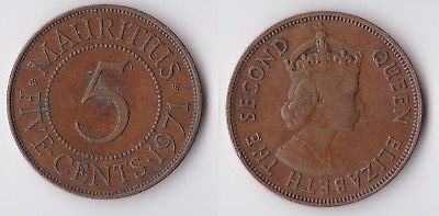 1971 Mauritius 5 cents coin