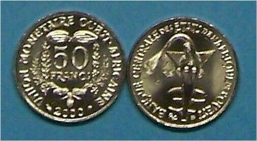 WEST AFRICAN STATES 2000 50 FRANCS   KM6  UNCIRCULATED COIN