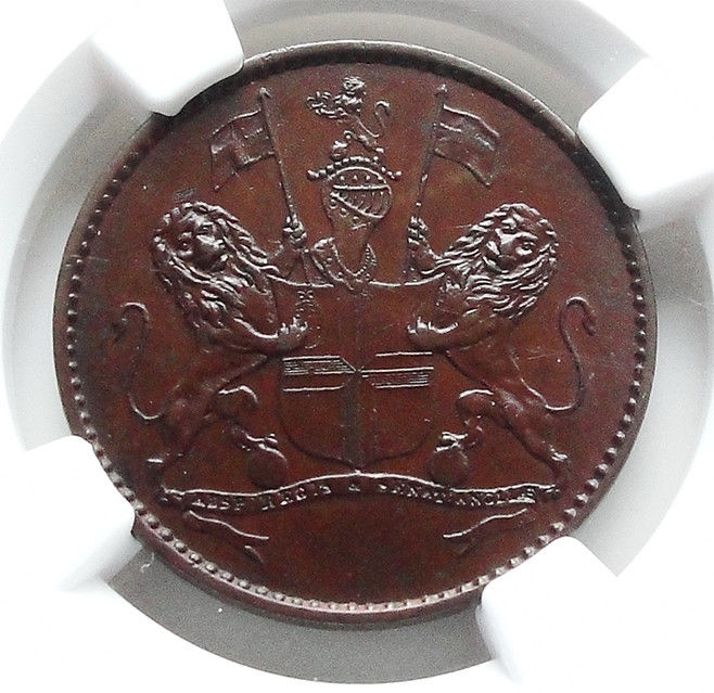 ST.HELENA 1/2 Penny 1821 NGC MS62 British East Indian Company