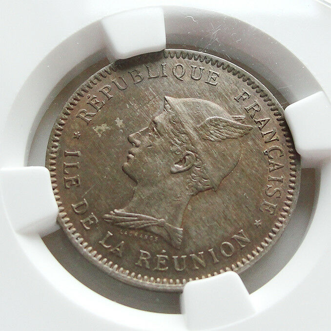 REUNION 1 Franc 1896 NGC MS62 Mercury