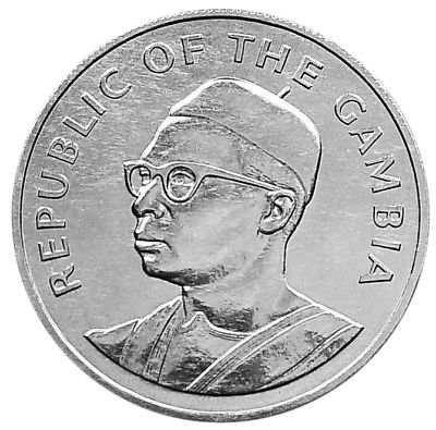 GAMBIA 10 Dalasis 1975 Silver UNC '10th Anniversary of Independence'
