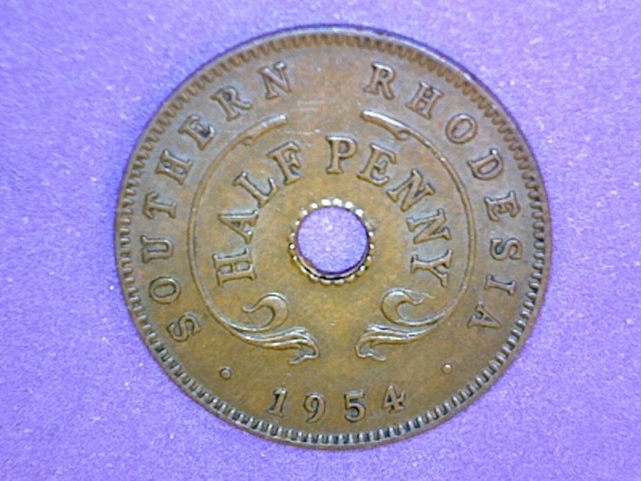 Southern Rhodesia - 1/2 Penny - 1954 - KM# 28 - One Year Type