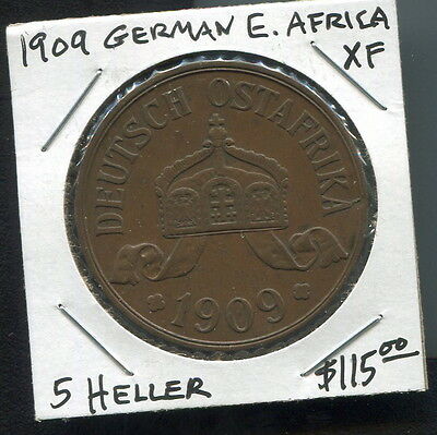 GERMAN EAST AFRICA - FANTASTIC HISTORICAL 5 HELLER, 1909 J