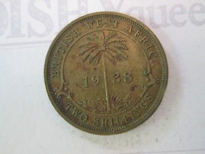 1938 TWO 2 SHILLING! Vintage SOUTH AFRICA coin: GEORGE VI nickel brass     IS422