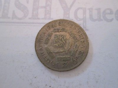 1941 SIX 6 PENCE! Vintage SOUTH AFRICA coin: GEORGE VI silver           IS419
