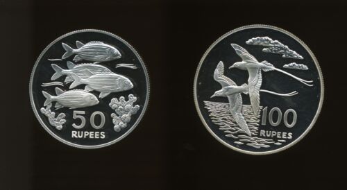 Seychelles 1978 World Wildlife Fund Proof Silver 50 & 100 Rupees (Lot of 2)