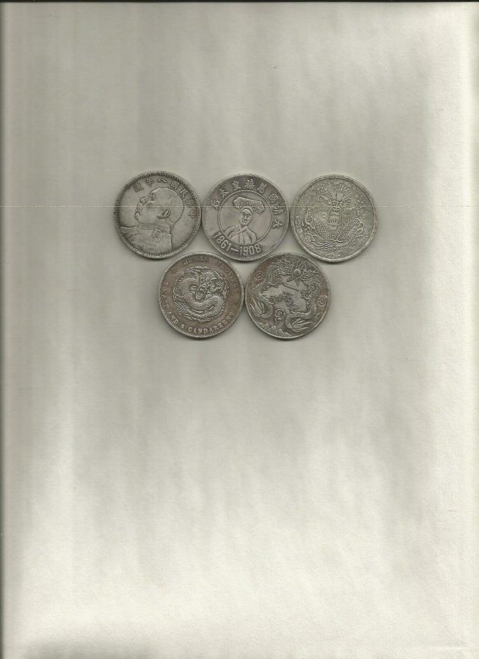 Lot of (5) Chinese Tibetan Silver  Commemorative Coins 38mm 1.496