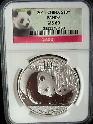 2011 China Panda 10 Yuan NGC MS69 1 Ounce Silver Coin Read SALE!