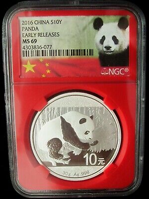 2016 China Panda 10 Yuan NGC MS69 Early Release 1 Ounce Silver Coin Read SALE!