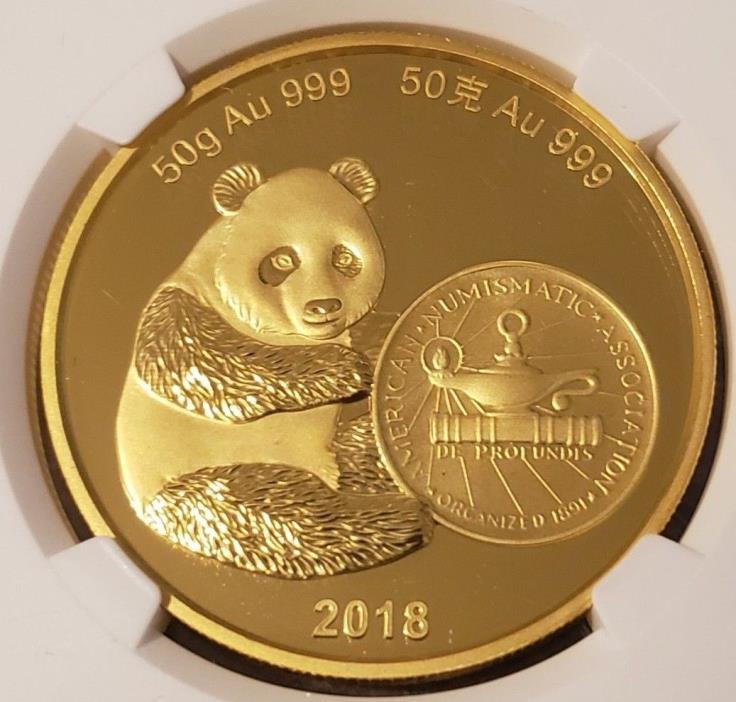 **ONLY 50 MINTED** 2018 Mint Medal China 50 gram GOLD PANDA! ANA Show! PF 69 UC!