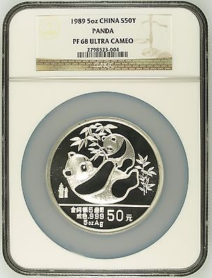 China 1989 5 oz 50Yuan Silver Proof Panda - NGC PF68UC - SN:2798523-004