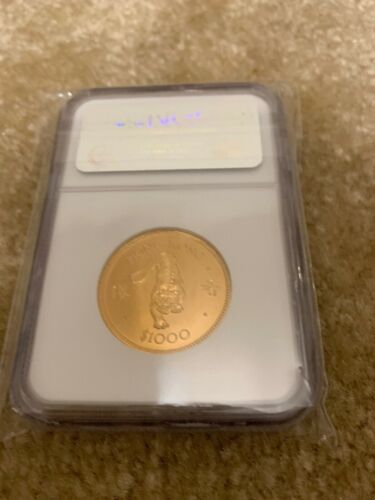 1986 Hong Kong Gold Coin $1000 Lunar Tiger 0.4708 Oz NGC MS 68 BU 20000 Mintage