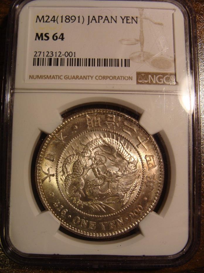 * 1891 Japan Silver 1 Yen / Dragon - NGC MS 64 !!!