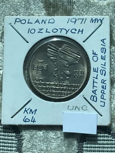 Poland 10 Zlotych 1971 World Coin Eagle 50th Anniv. Battle Upper Silesia Polish