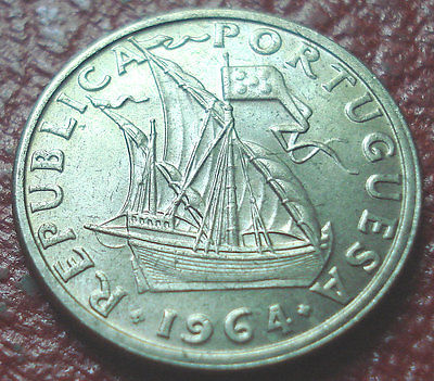 1964 PORTUGAL 2 1/2 ESCUDOS IN AU CONDITION