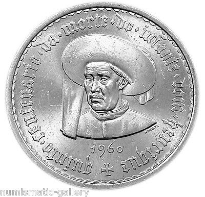 PORTUGAL 20 ESCUDOS 1960 Silver BU 500TH ANN.OF PRINCE HENRY THE NAVIGATOR