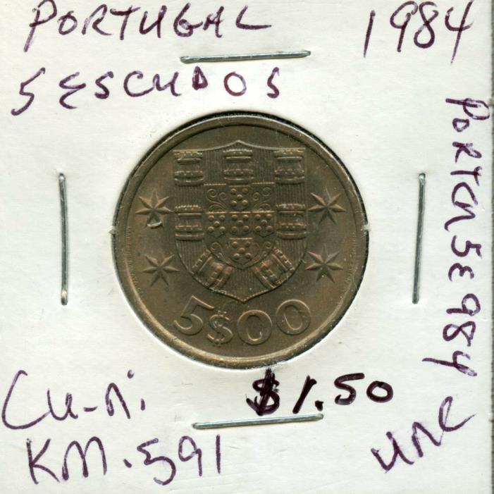 1984 PORTUGAL 5 ESCUDOS COIN FA404