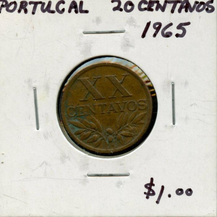 1965 PORTUGAL 20 CENTAVOS COIN FA342