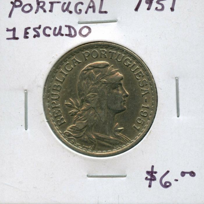 1951 PORTUGAL 1 ESCUDO COIN FA372