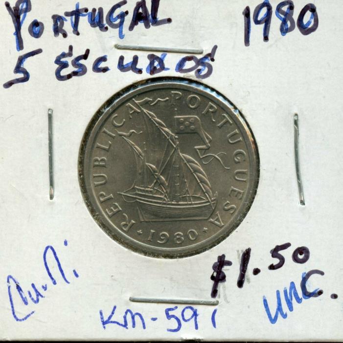 1980 PORTUGAL 5 ESCUDOS COIN FA403