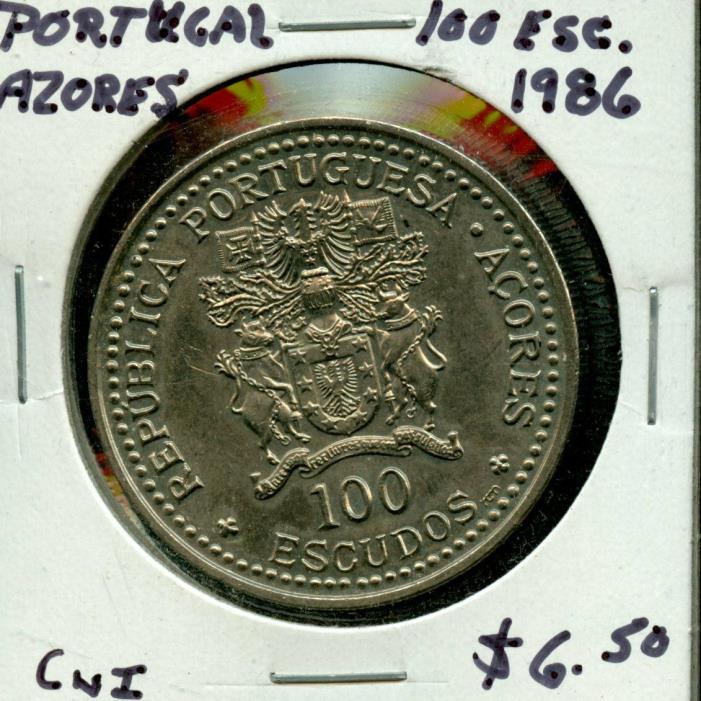 1986 PORTUGAL AZORES 100 ESCUDOS COIN FA413