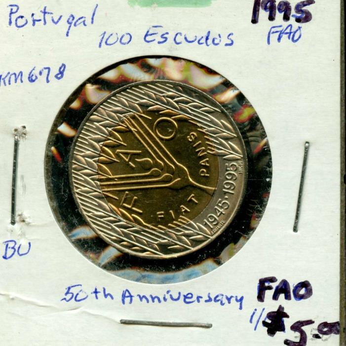1995 PORTUGAL FAO 50TH ANNIVERSARY 100 ESCUDOS COIN FA414