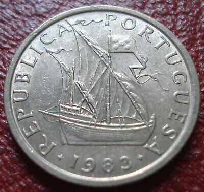 1983 PORTUGAL 5 ESCUDOS IN AU CONDITION