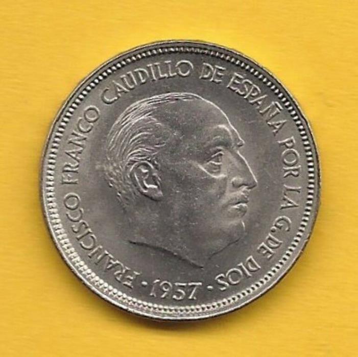 Spain - 25 Pesetas - 1957(58) - KM#787  - Copper-Nickel