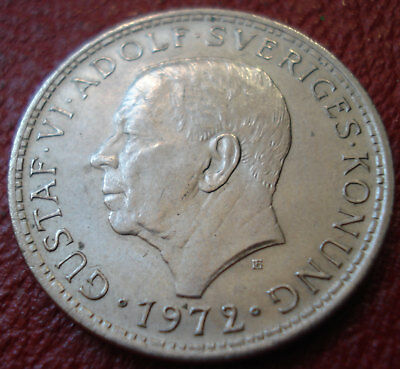1972-U SWEDEN 5 KRONOR IN AU CONDITION
