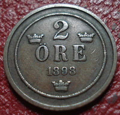 1898 SWEDEN 2 ORE IN FINE CONDITION